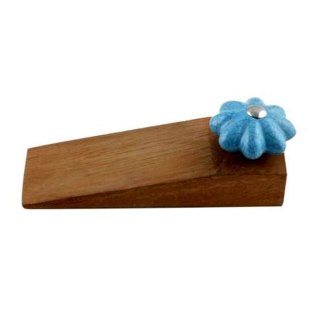2 Pieces Turquoise Crackle Ceramic Wooden Door Stopper